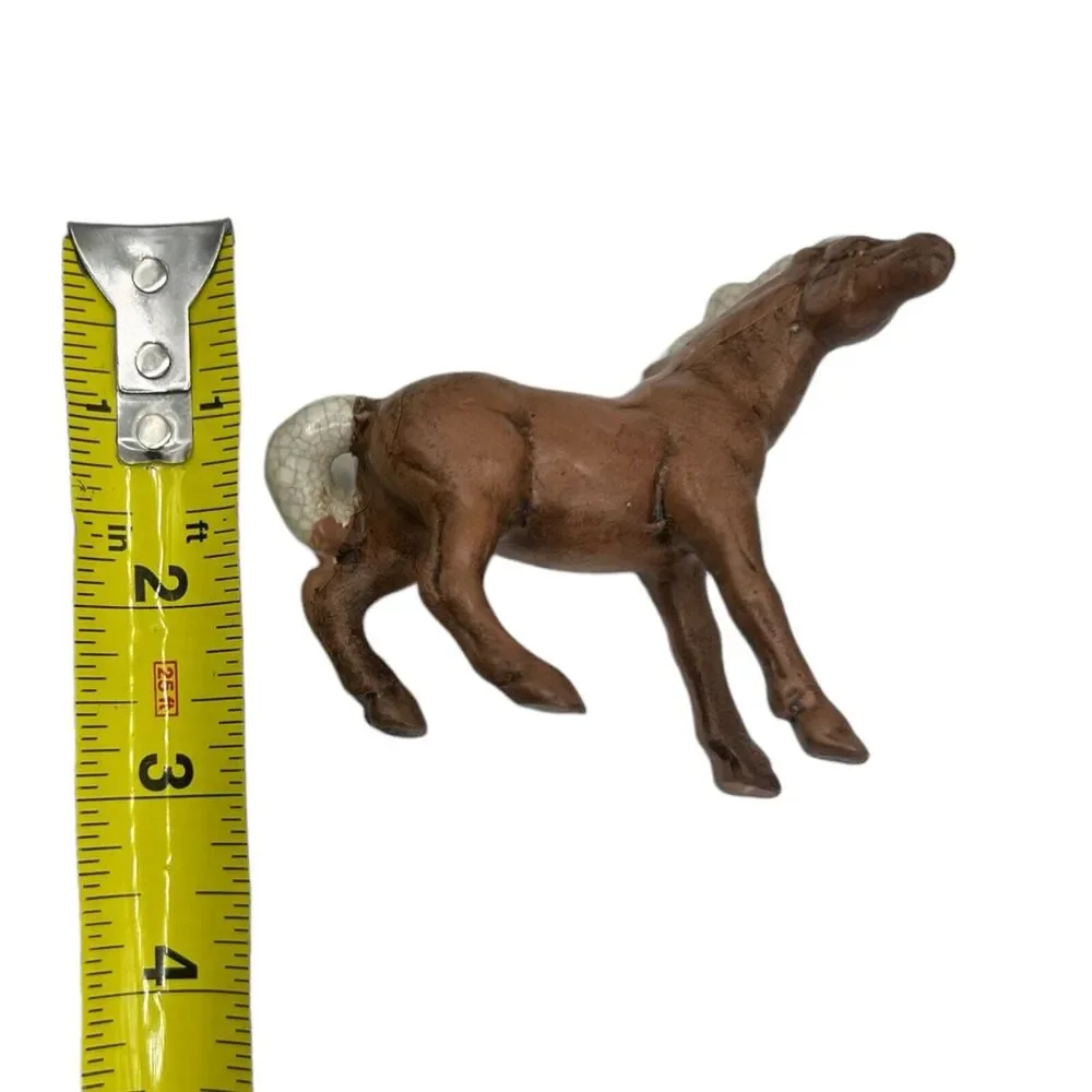 VTG Treasure Craft Ceramic Horse Colt Figurine Crackle Glaze Brown Primitive